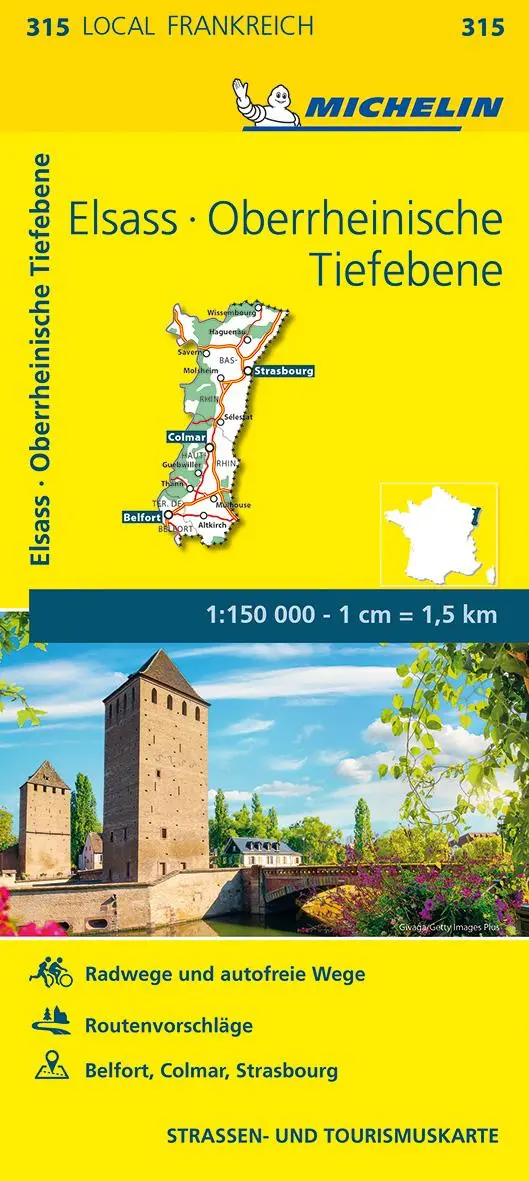Cover: 9782067210196 | Michelin Localkarte Elsass Oberrheinische Tiefebene 1 : 150 000 (315)