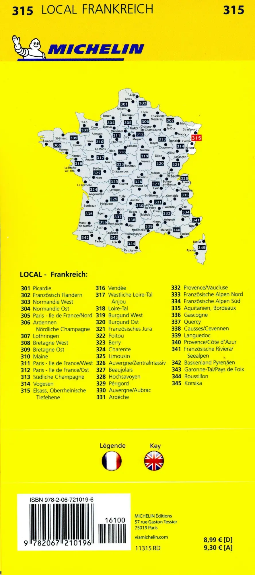 Bild: 9782067210196 | Michelin Localkarte Elsass Oberrheinische Tiefebene 1 : 150 000 (315)