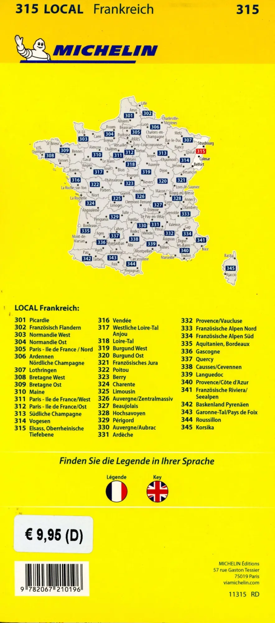 Bild: 9782067210196 | Michelin Localkarte Elsass Oberrheinische Tiefebene 1 : 150 000 (315)