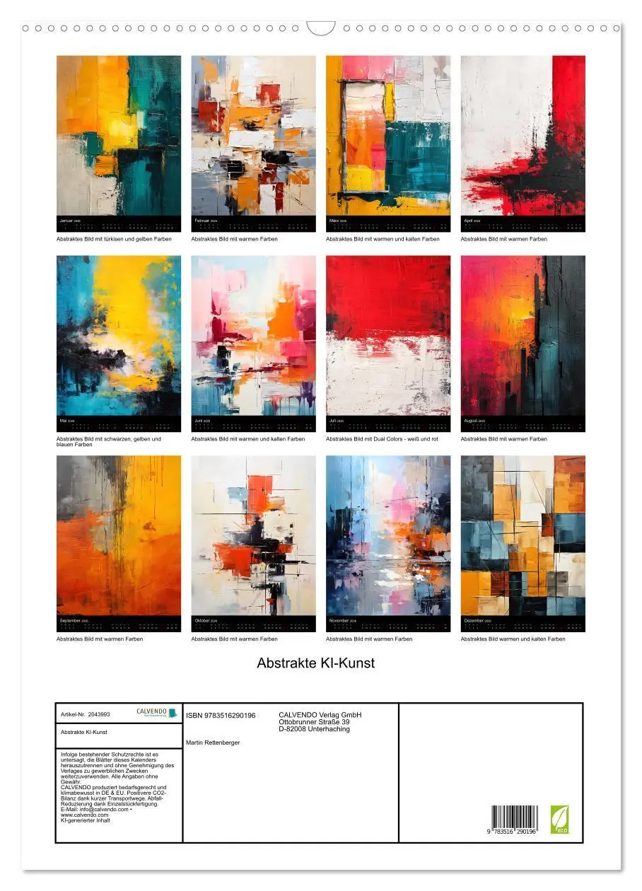 Bild: 9783516290196 | Abstrakte KI-Kunst (Wandkalender 2026 DIN A2 hoch), CALVENDO...