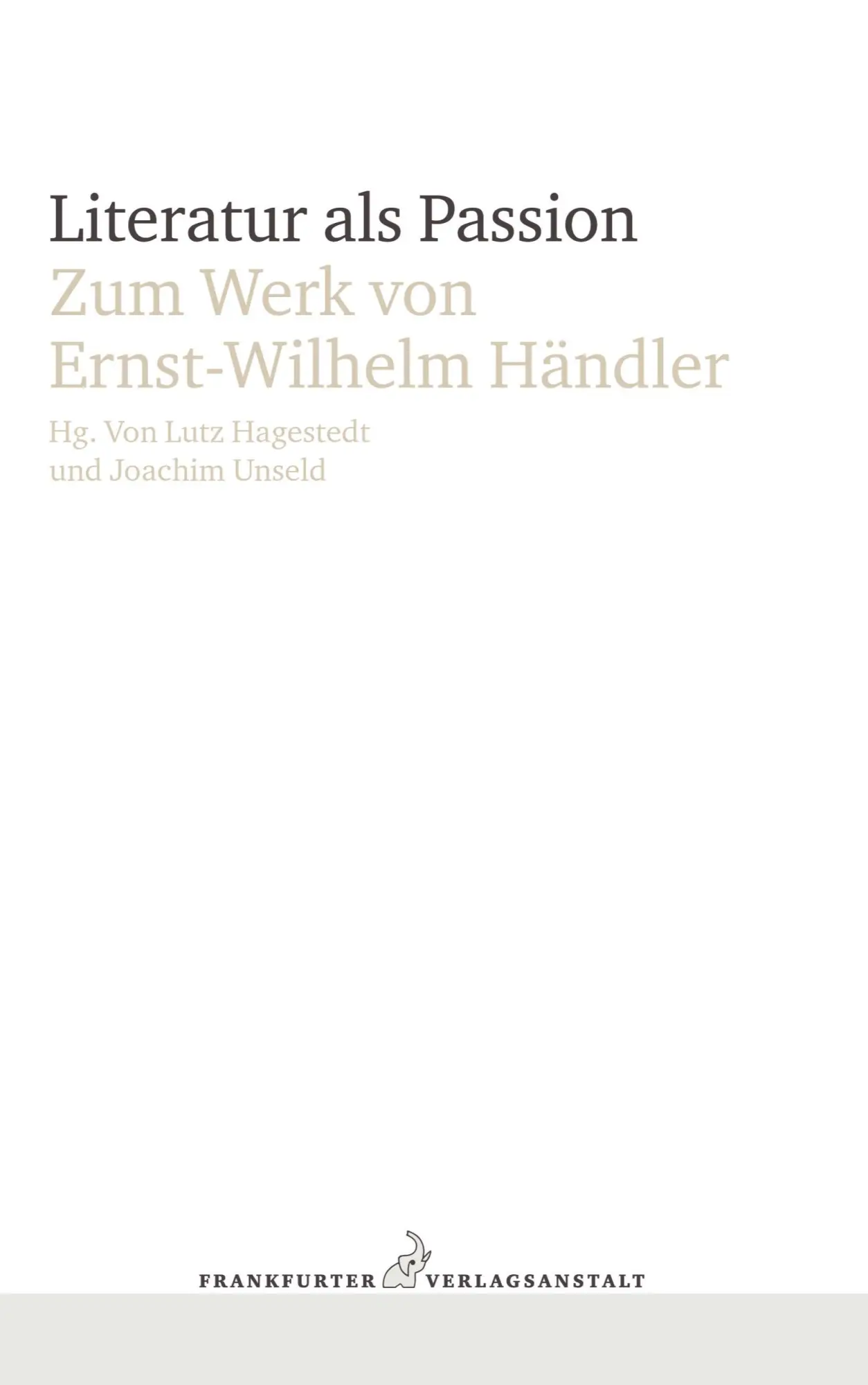 Cover: 9783627000196 | Literatur als Passion | zum Werk von Wilhelm Händler | Taschenbuch