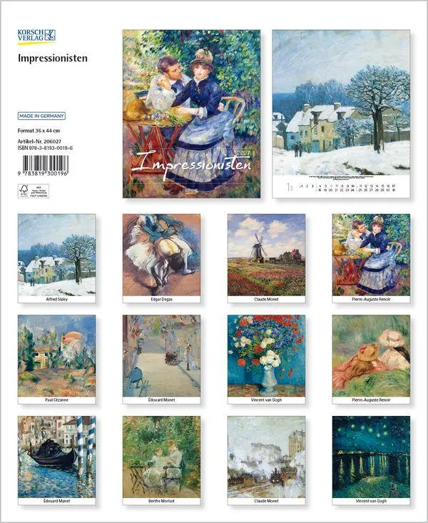 Bild: 9783819300196 | Impressionisten 2027 | Verlag Korsch | Kalender | Spiralbindung | 2027