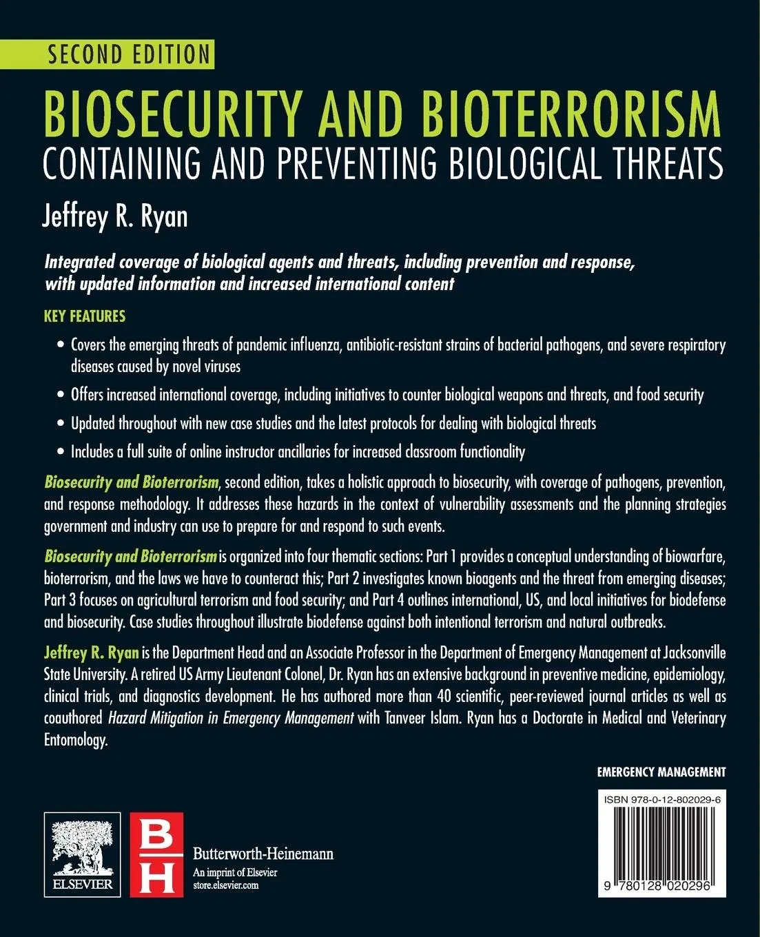 Rückseite: 9780128020296 | Biosecurity and Bioterrorism | Jeffrey Ryan | Taschenbuch | Englisch