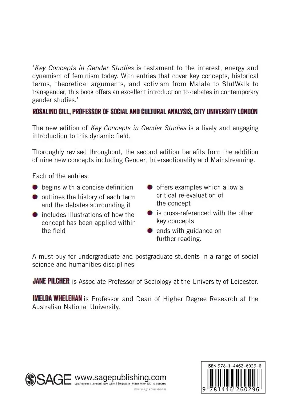 Rückseite: 9781446260296 | Key Concepts in Gender Studies | Jane Pilcher (u. a.) | Taschenbuch