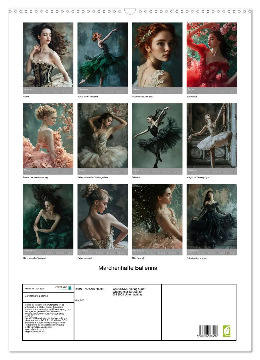 Bild: 9783516280296 | Märchenhafte Ballerina (Wandkalender 2026 DIN A2 hoch), CALVENDO...