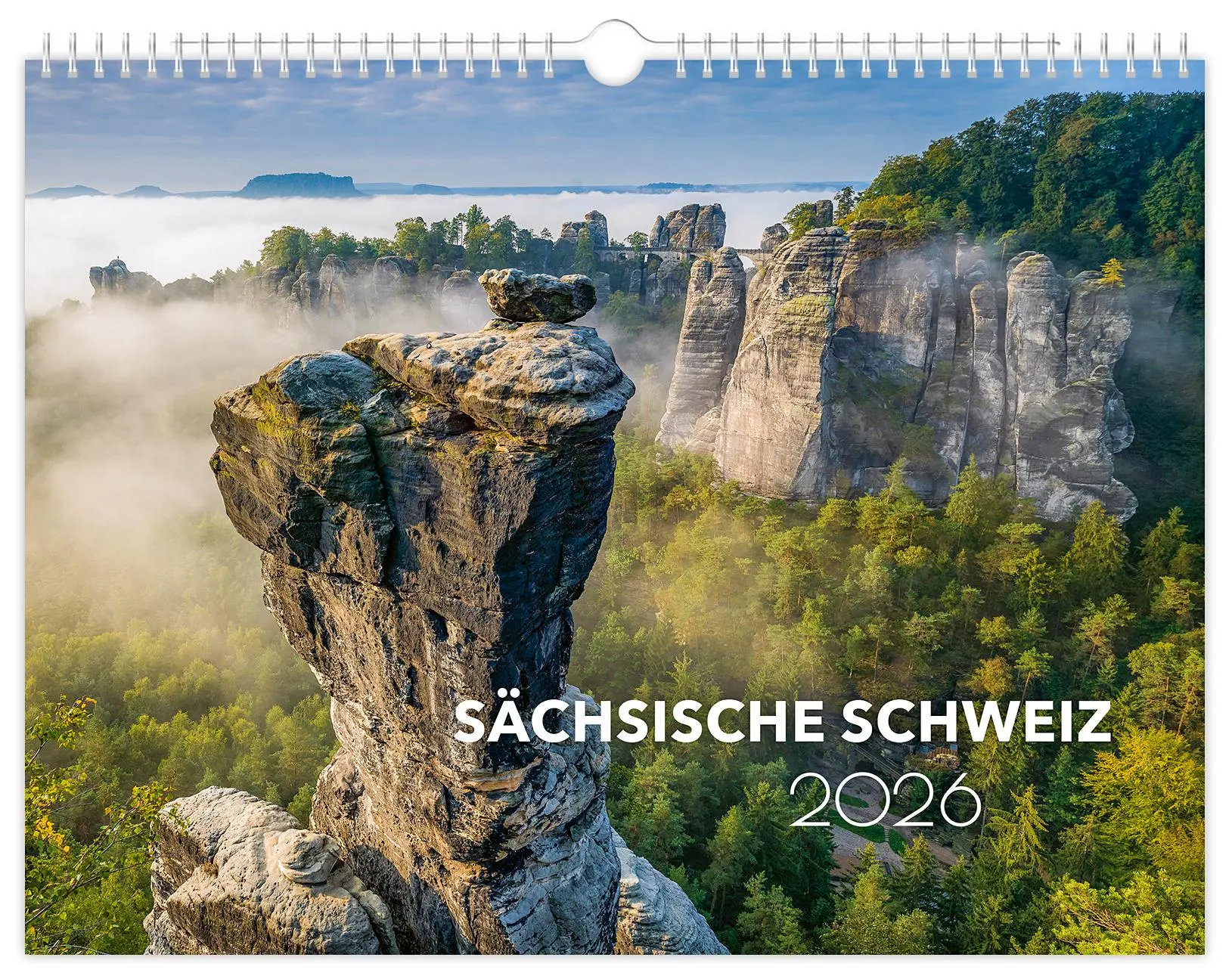 Cover: 9783910680296 | Kalender Sächsische Schweiz 2026 | 40 x 30 cm schwarzes Kalendarium