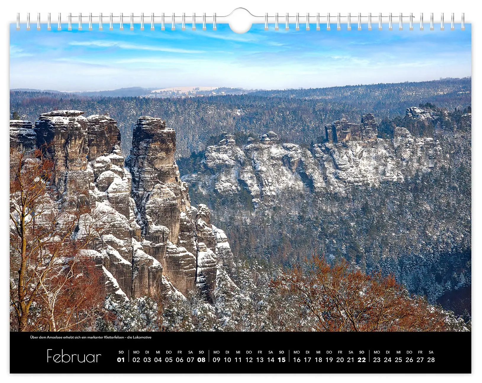 Bild: 9783910680296 | Kalender Sächsische Schweiz 2026 | 40 x 30 cm schwarzes Kalendarium