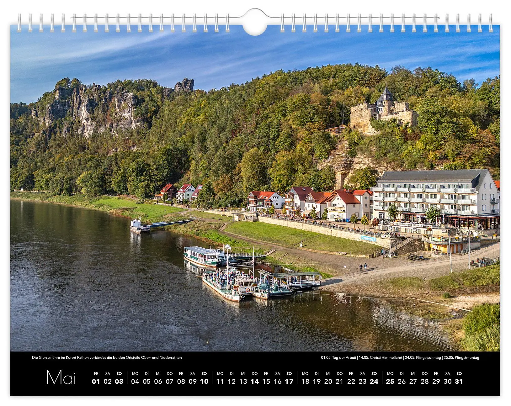 Bild: 9783910680296 | Kalender Sächsische Schweiz 2026 | 40 x 30 cm schwarzes Kalendarium