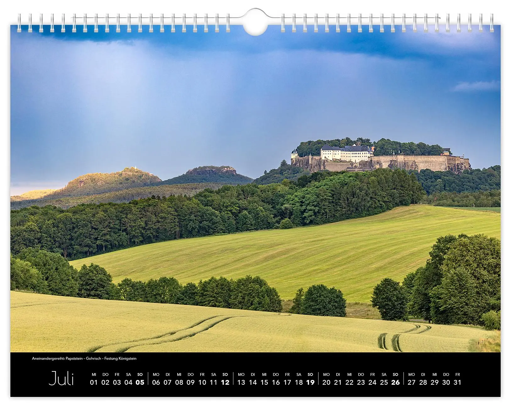 Bild: 9783910680296 | Kalender Sächsische Schweiz 2026 | 40 x 30 cm schwarzes Kalendarium