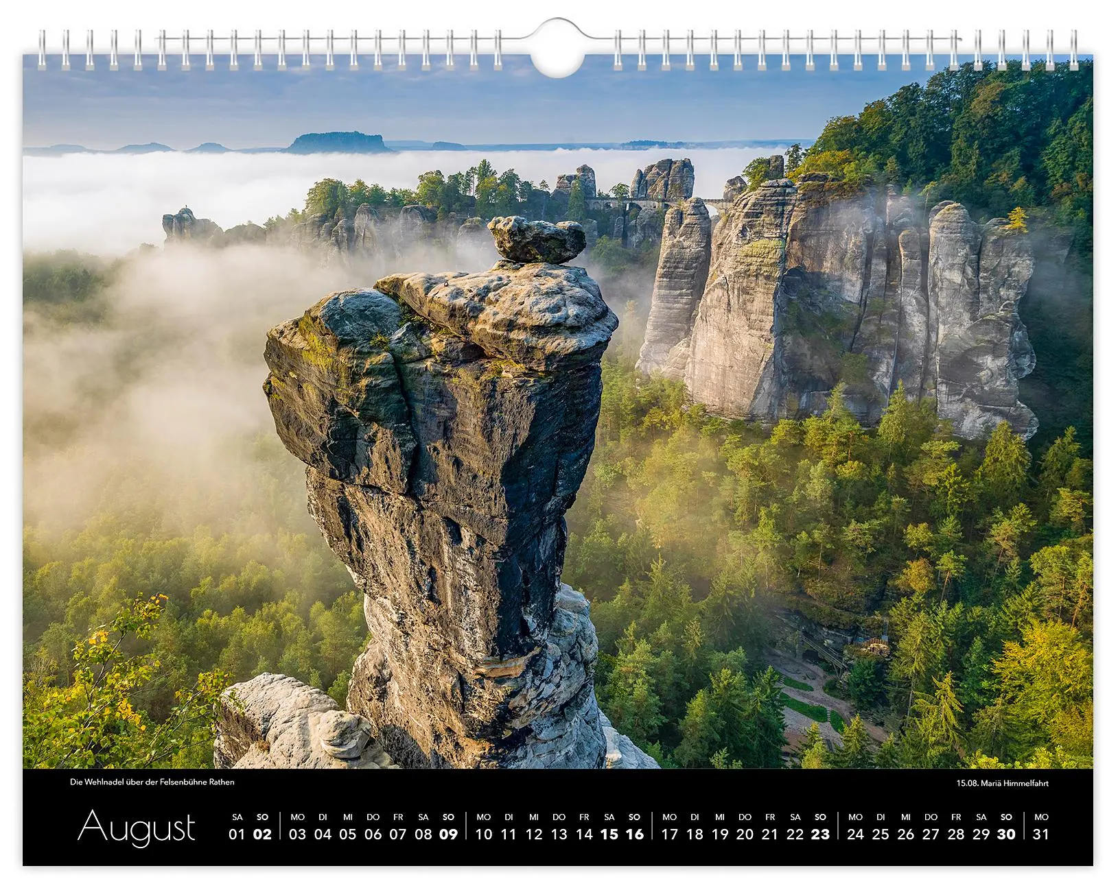 Bild: 9783910680296 | Kalender Sächsische Schweiz 2026 | 40 x 30 cm schwarzes Kalendarium