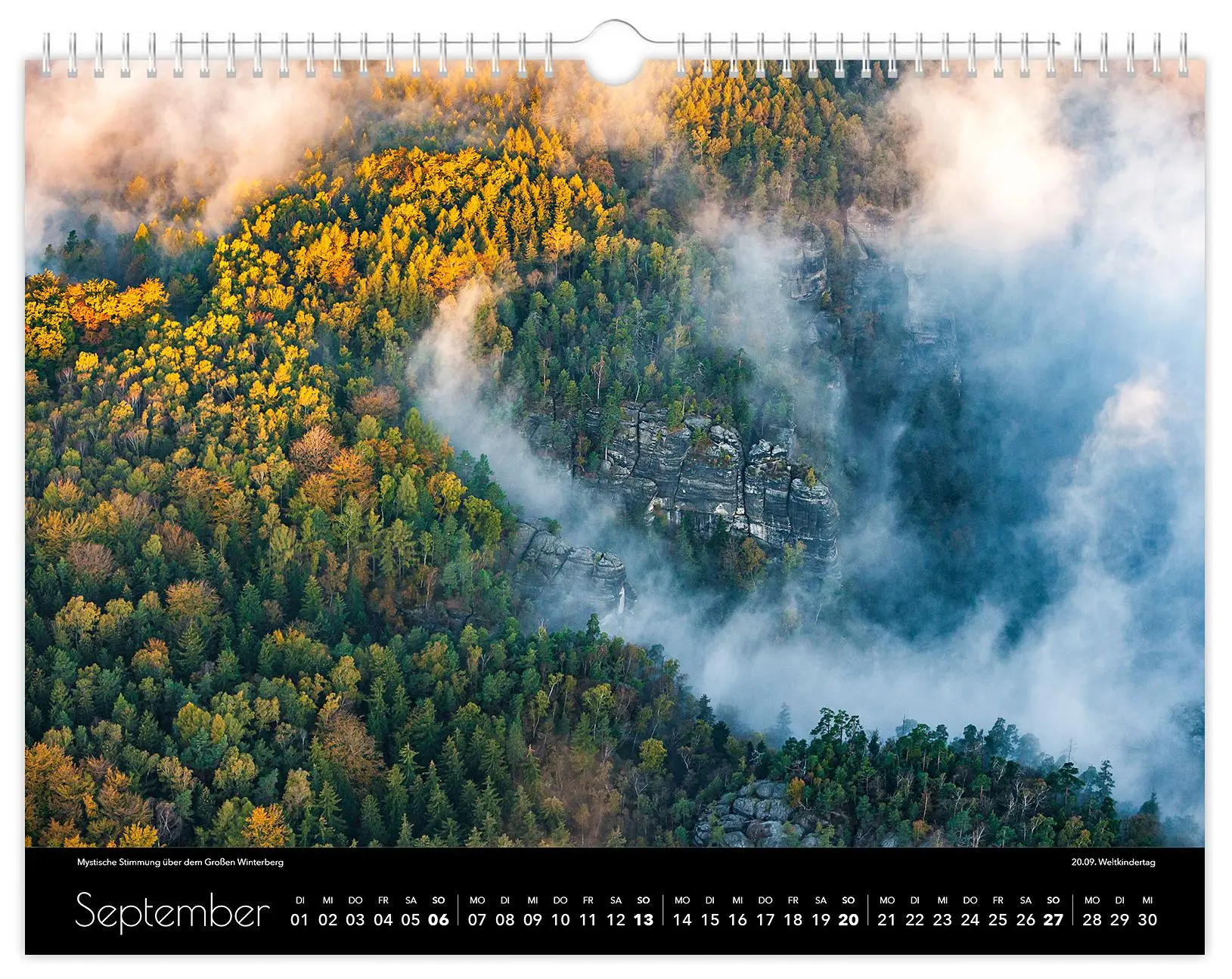 Bild: 9783910680296 | Kalender Sächsische Schweiz 2026 | 40 x 30 cm schwarzes Kalendarium