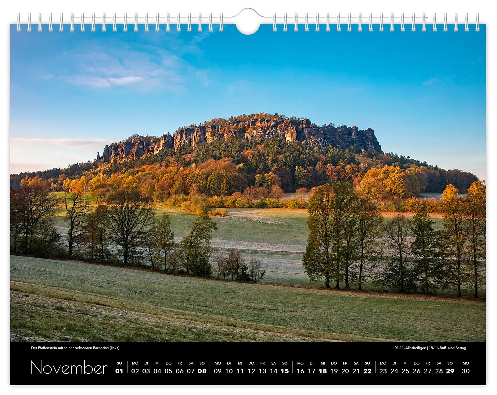 Bild: 9783910680296 | Kalender Sächsische Schweiz 2026 | 40 x 30 cm schwarzes Kalendarium