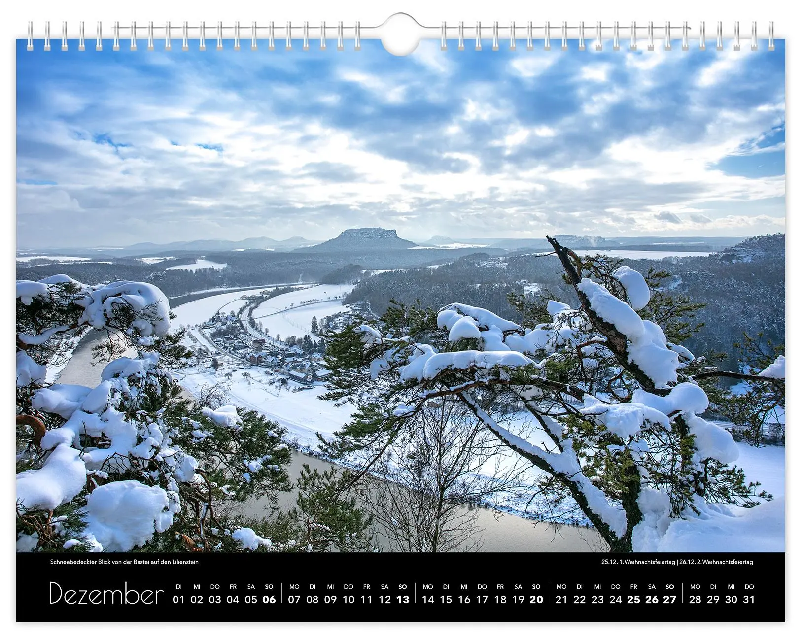 Bild: 9783910680296 | Kalender Sächsische Schweiz 2026 | 40 x 30 cm schwarzes Kalendarium