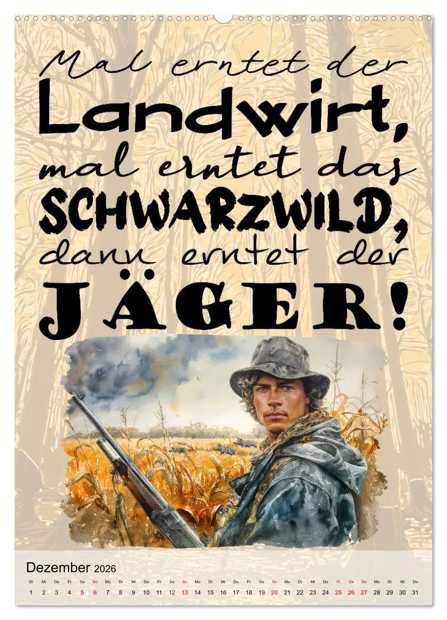 Bild: 9783516270396 | Jägersprüche (Wandkalender 2026 DIN A2 hoch), CALVENDO Monatskalender