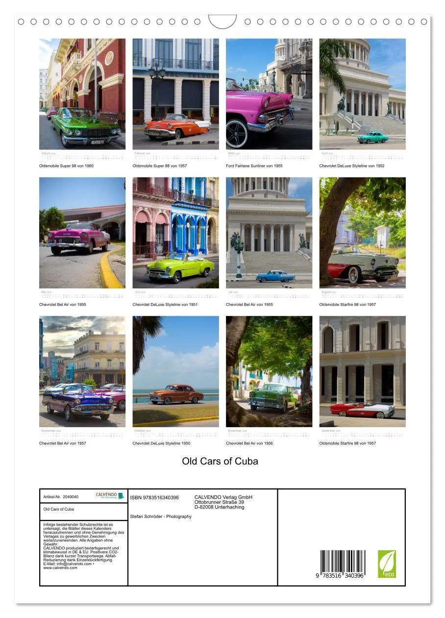 Bild: 9783516340396 | Old Cars of Cuba (Wandkalender 2026 DIN A3 hoch), CALVENDO...