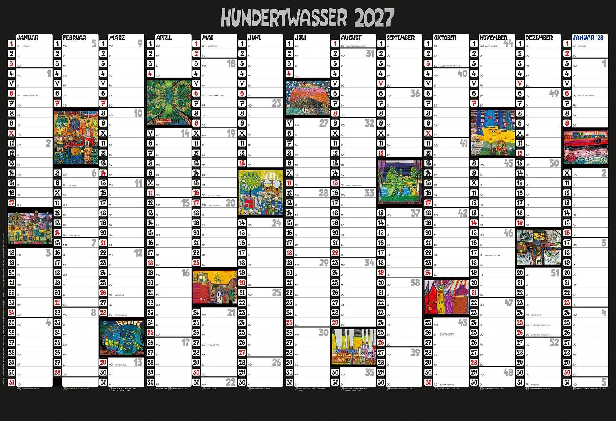 Hundertwasser Mini-Jahresplaner Art 2027
