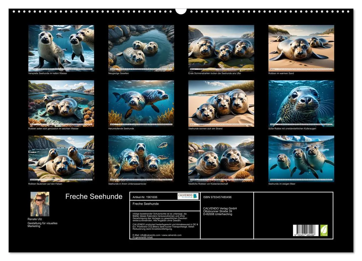 Bild: 9783457480496 | Freche Seehunde (Wandkalender 2026 DIN A2 quer), CALVENDO...