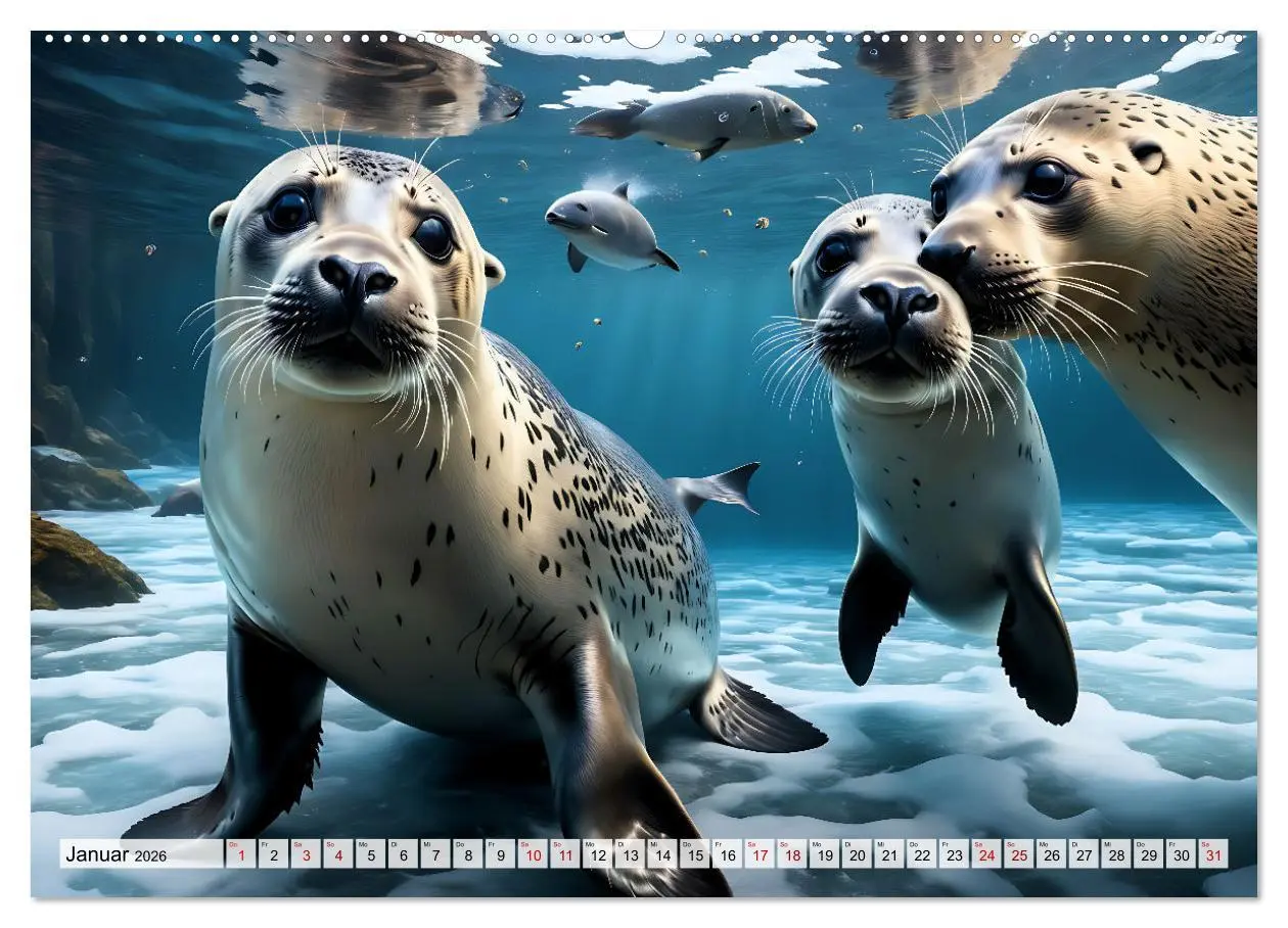 Bild: 9783457480496 | Freche Seehunde (Wandkalender 2026 DIN A2 quer), CALVENDO...