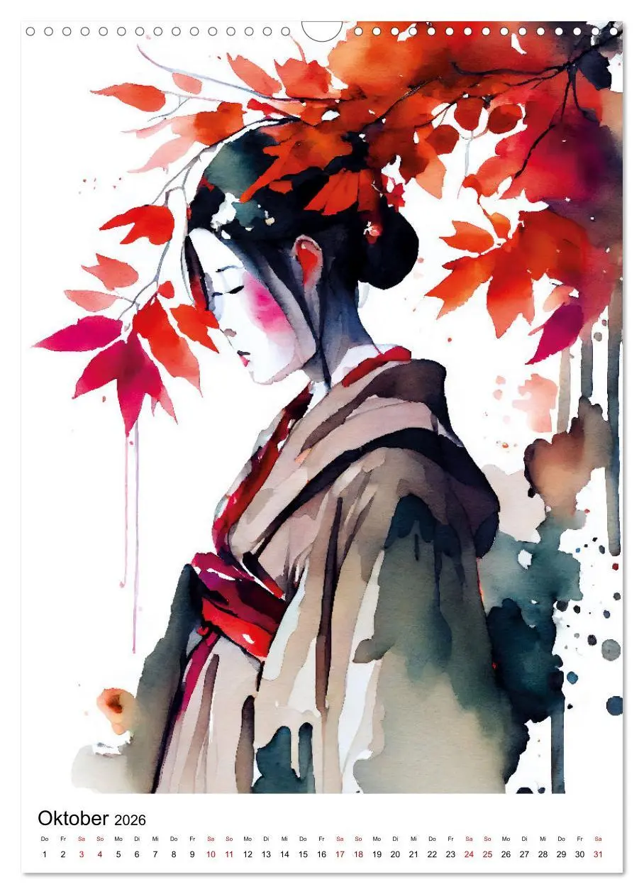 Bild: 9783516330496 | Geisha Aquarelle - Japanische Kulturdamen, Landschaft und Sakura...