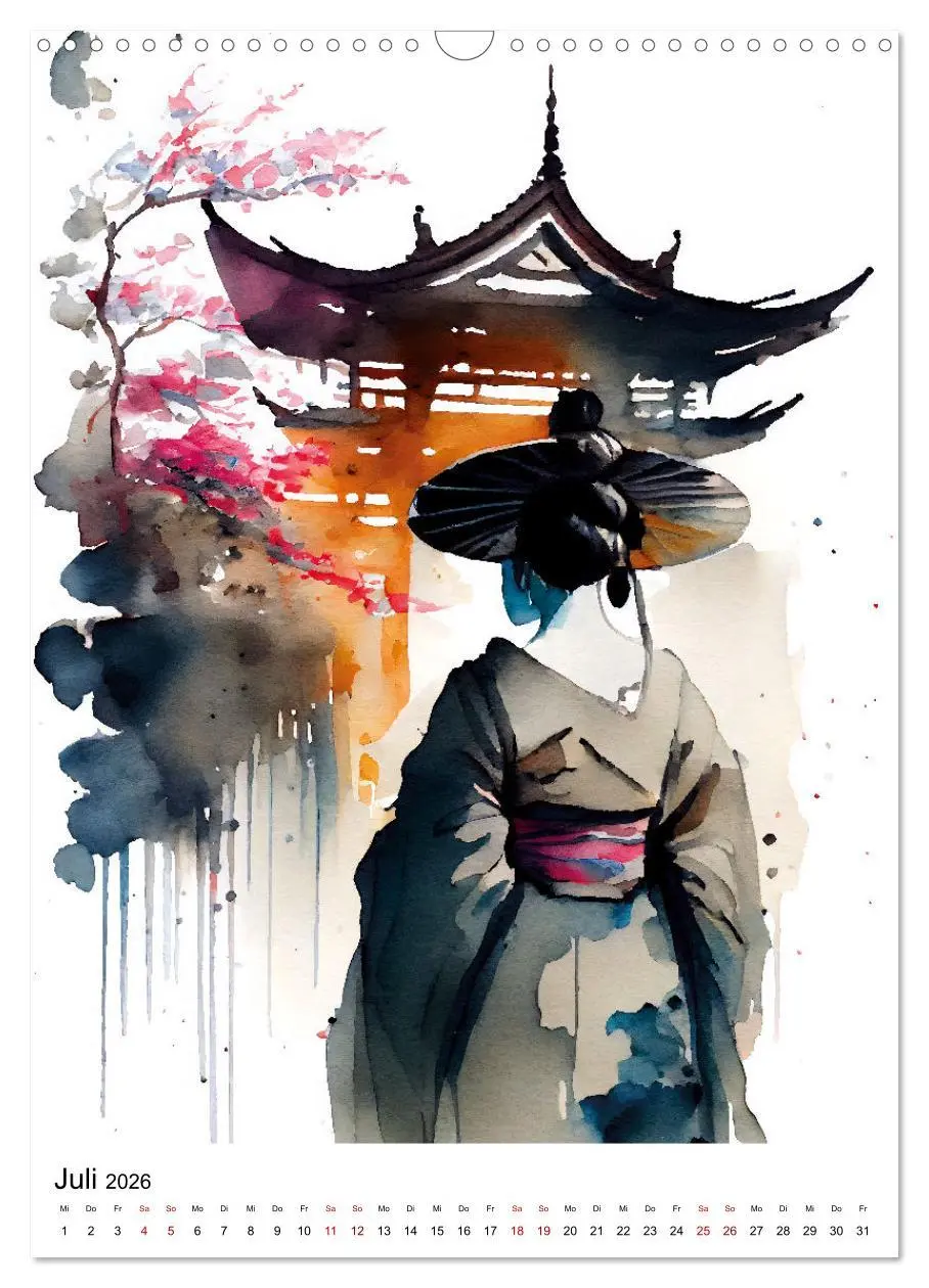 Bild: 9783516330496 | Geisha Aquarelle - Japanische Kulturdamen, Landschaft und Sakura...