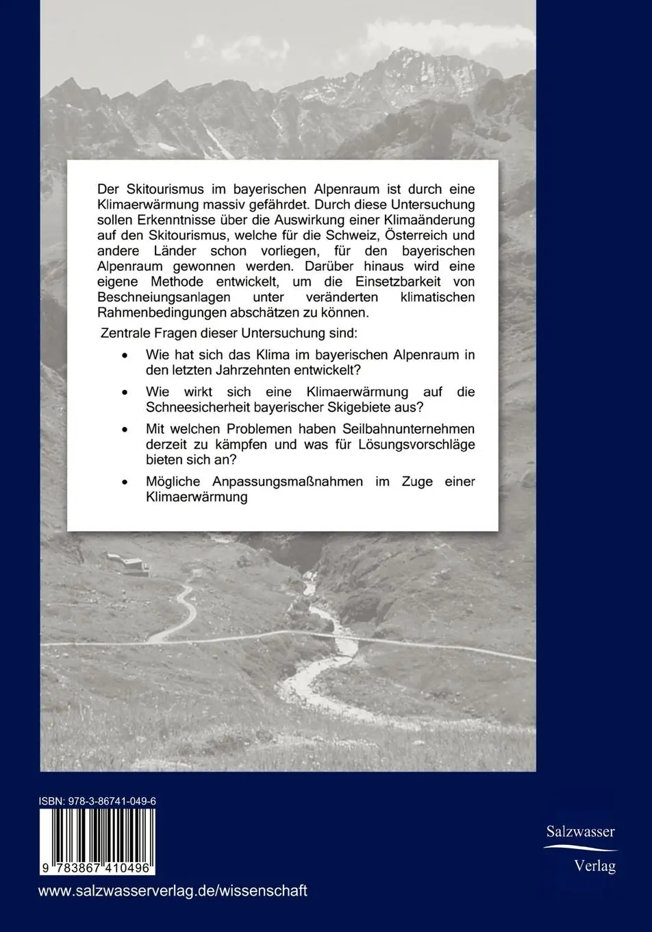 Rückseite: 9783867410496 | Der Klimawandel und seine Auswirkung auf die Skigebiete im...