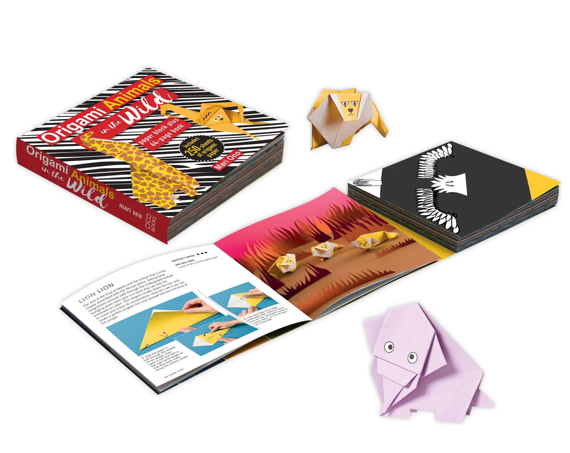 Bild: 9781800650596 | Origami Animals in the Wild: Paper Block Plus 64-Page Book | Mari Ono