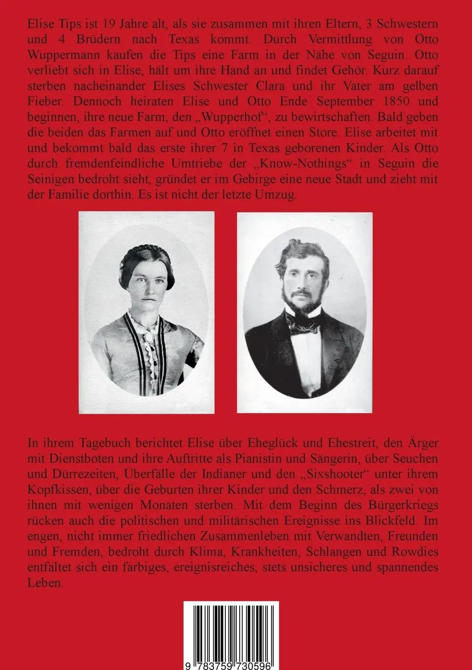 Rückseite: 9783759730596 | Texanische Tagebücher | 1850 - 1865 | Elise Wuppermann geb. Tips
