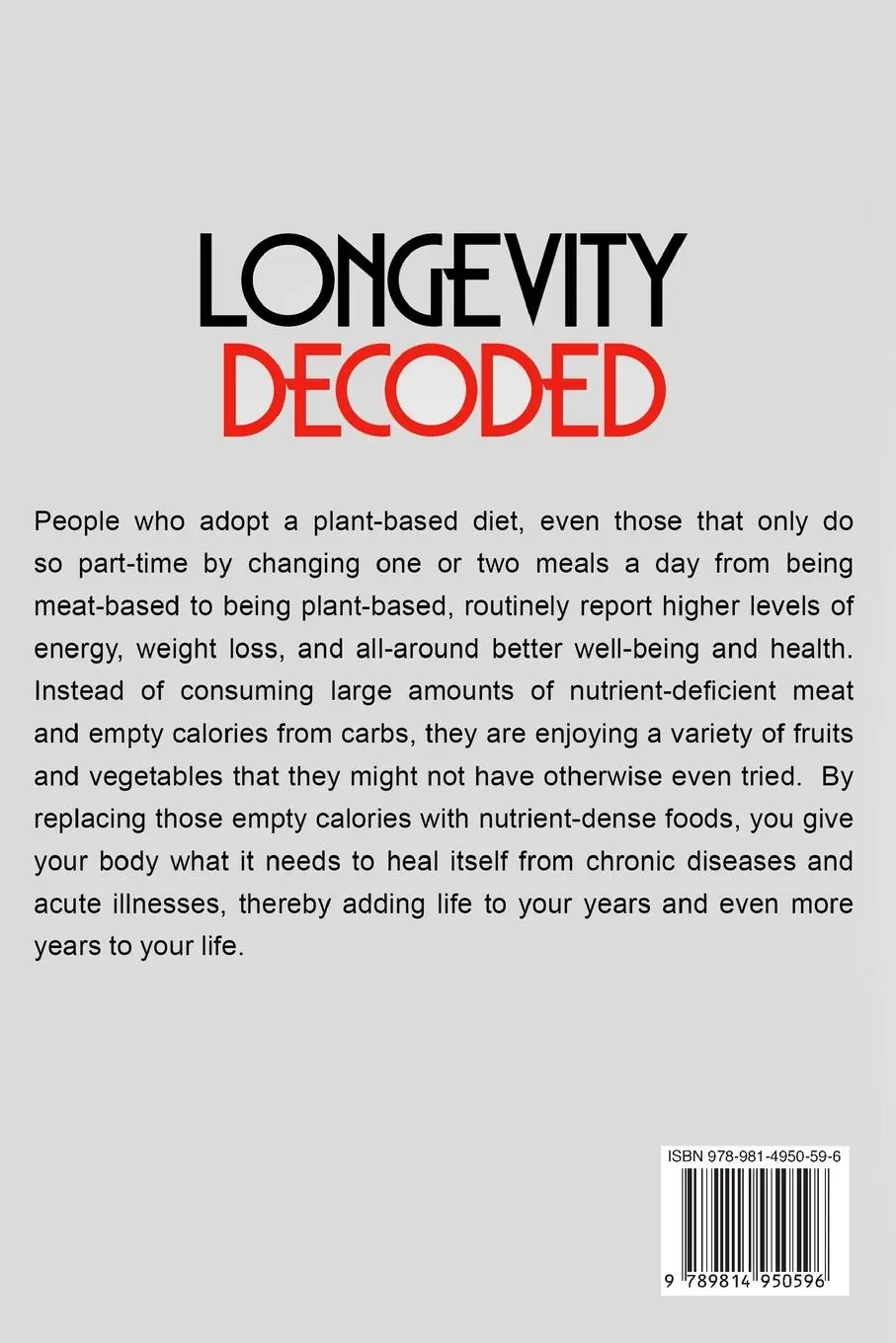 Rückseite: 9789814950596 | Plant Based Eating - Longevity Decoded | Bram Alton | Taschenbuch