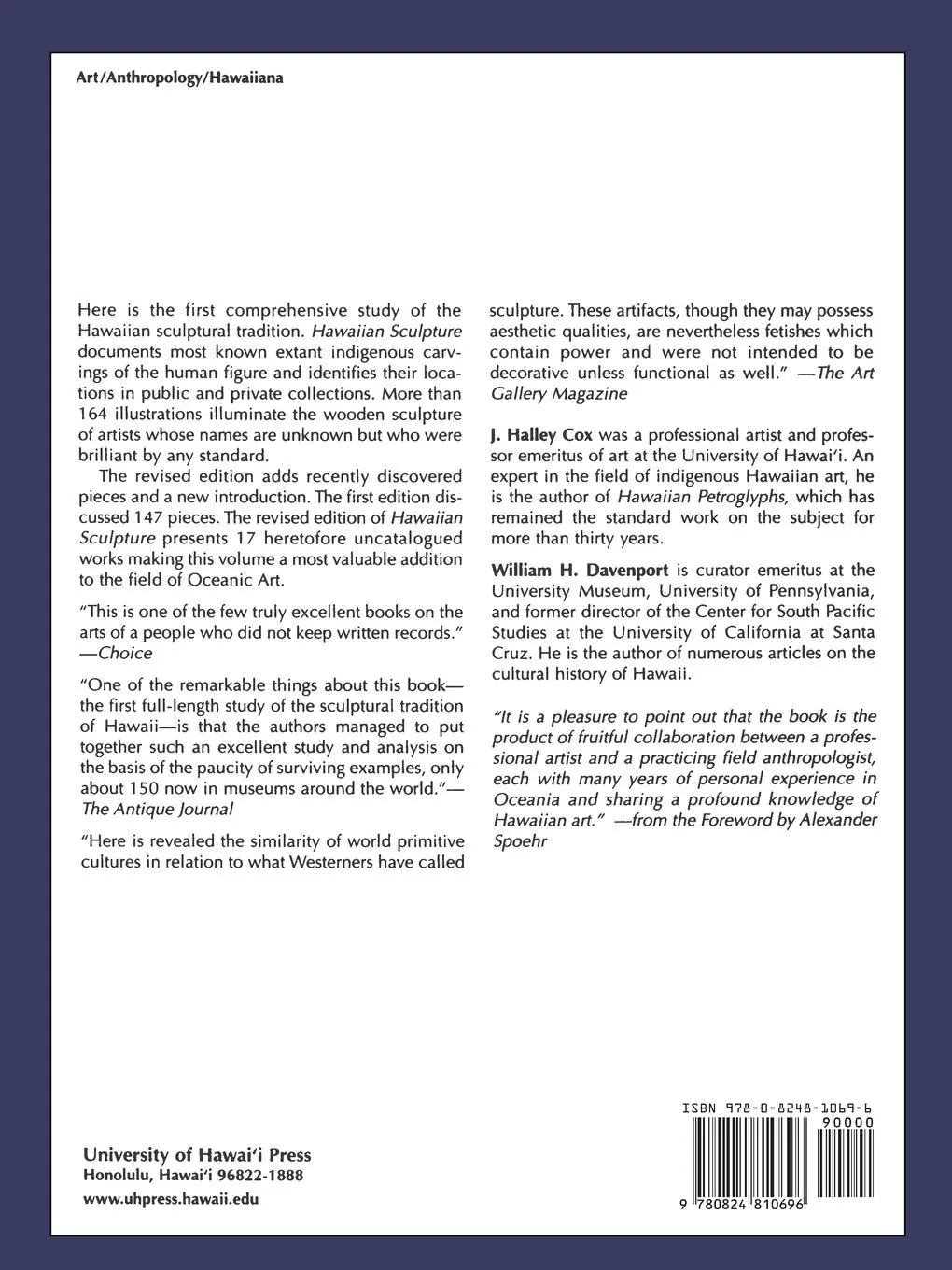Rückseite: 9780824810696 | Hawaiian Sculpture | Revised Edition | J Halley Cox (u. a.) | Buch