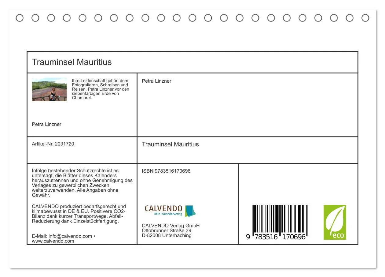 Bild: 9783516170696 | Trauminsel Mauritius (Tischkalender 2026 DIN A5 quer), CALVENDO...