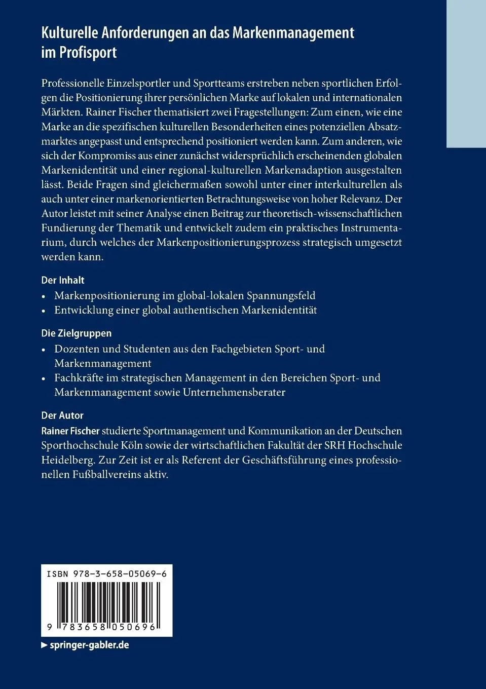 Rückseite: 9783658050696 | Kulturelle Anforderungen an das Markenmanagement im Profisport | Buch
