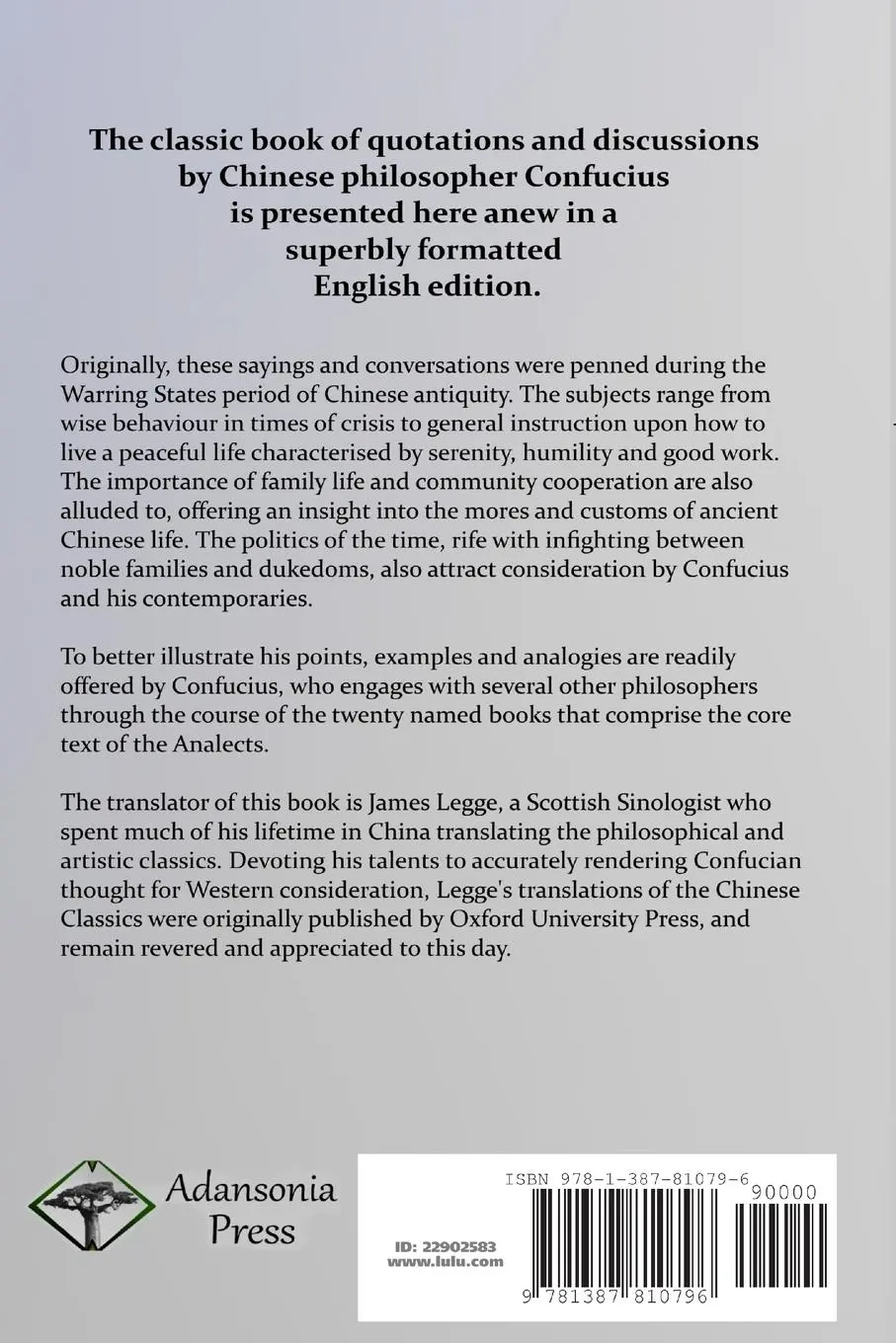 Rückseite: 9781387810796 | The Analects of Confucius | The Books of Confucian Wisdom - Complete
