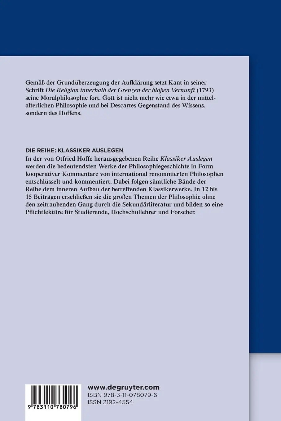 Rückseite: 9783110780796 | Immanuel Kant: Die Religion innerhalb der Grenzen der bloßen Vernunft