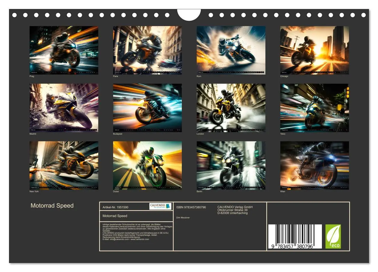 Bild: 9783457380796 | Motorrad Speed (Wandkalender 2026 DIN A4 quer), CALVENDO...
