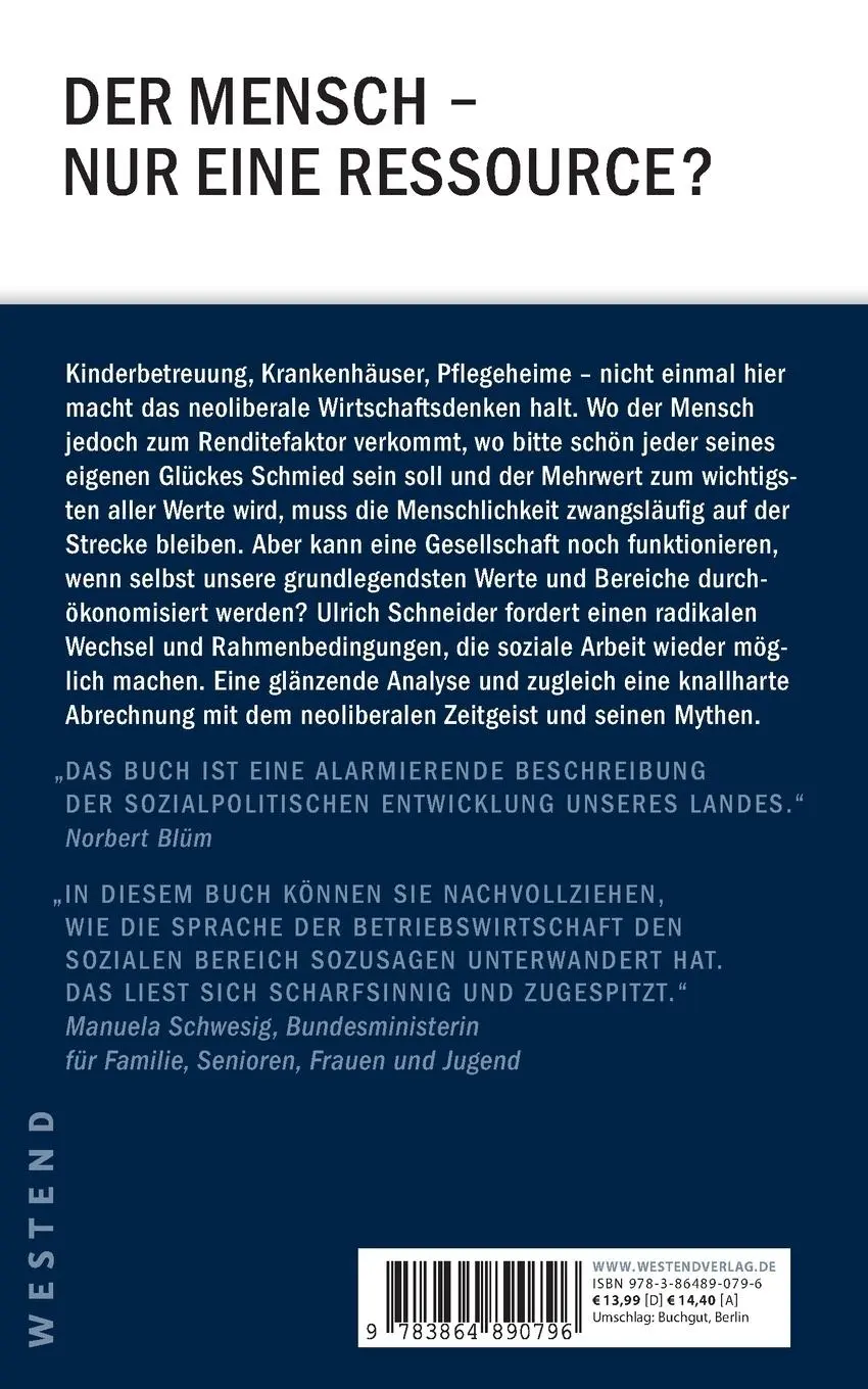 Rückseite: 9783864890796 | Mehr Mensch! | Gegen die Ökonomisierung des Sozialen | Schneider