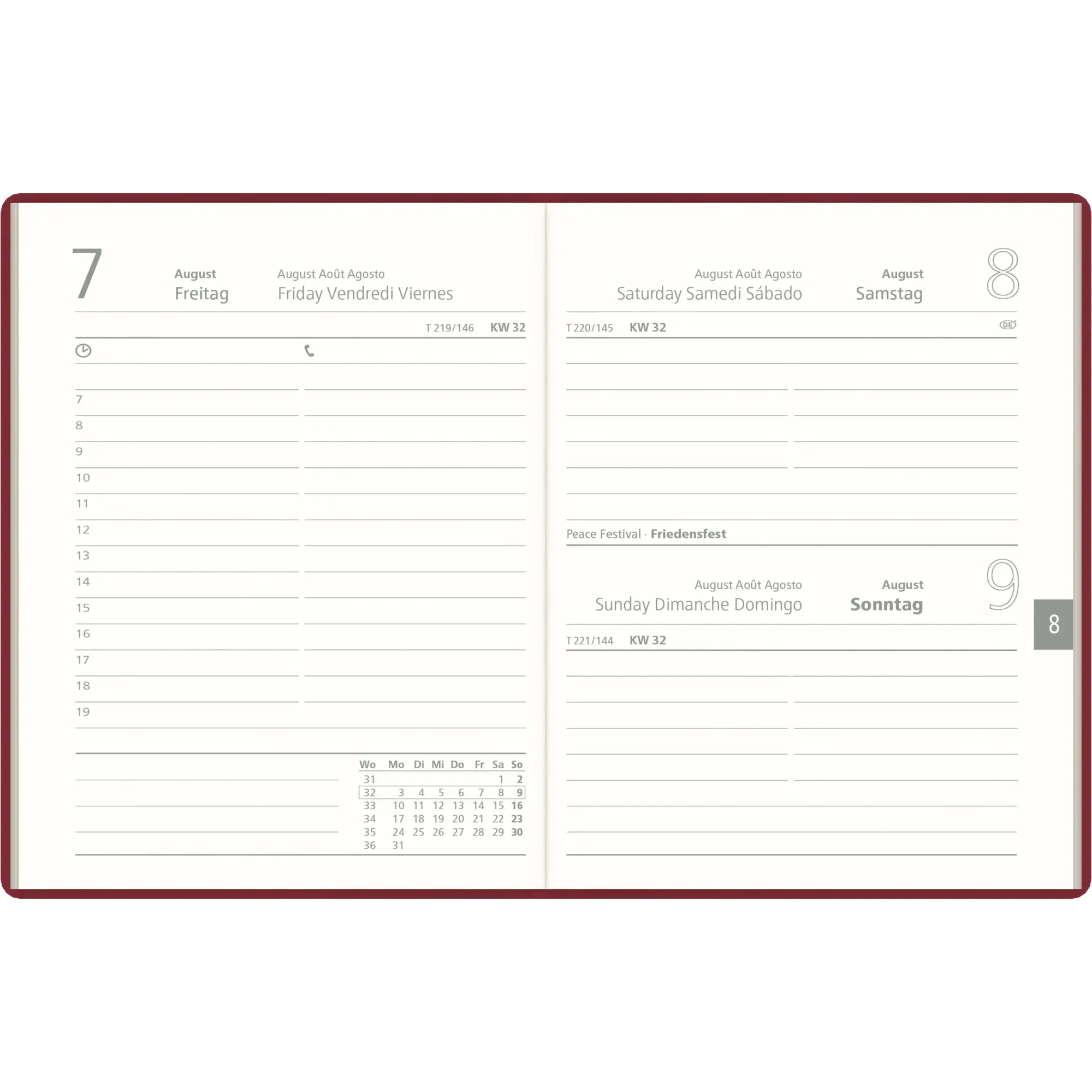 Bild: 4069095000896 | Taschenkalender bordeaux 2026 - Bürokalender 10,2x14,2 - 1 Tag auf...