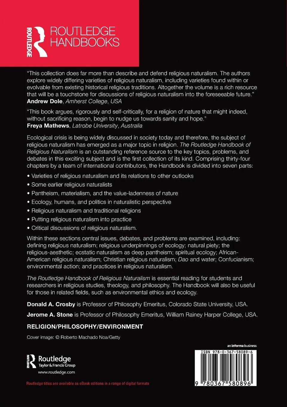 Rückseite: 9780367580896 | The Routledge Handbook of Religious Naturalism | Crosby (u. a.) | Buch