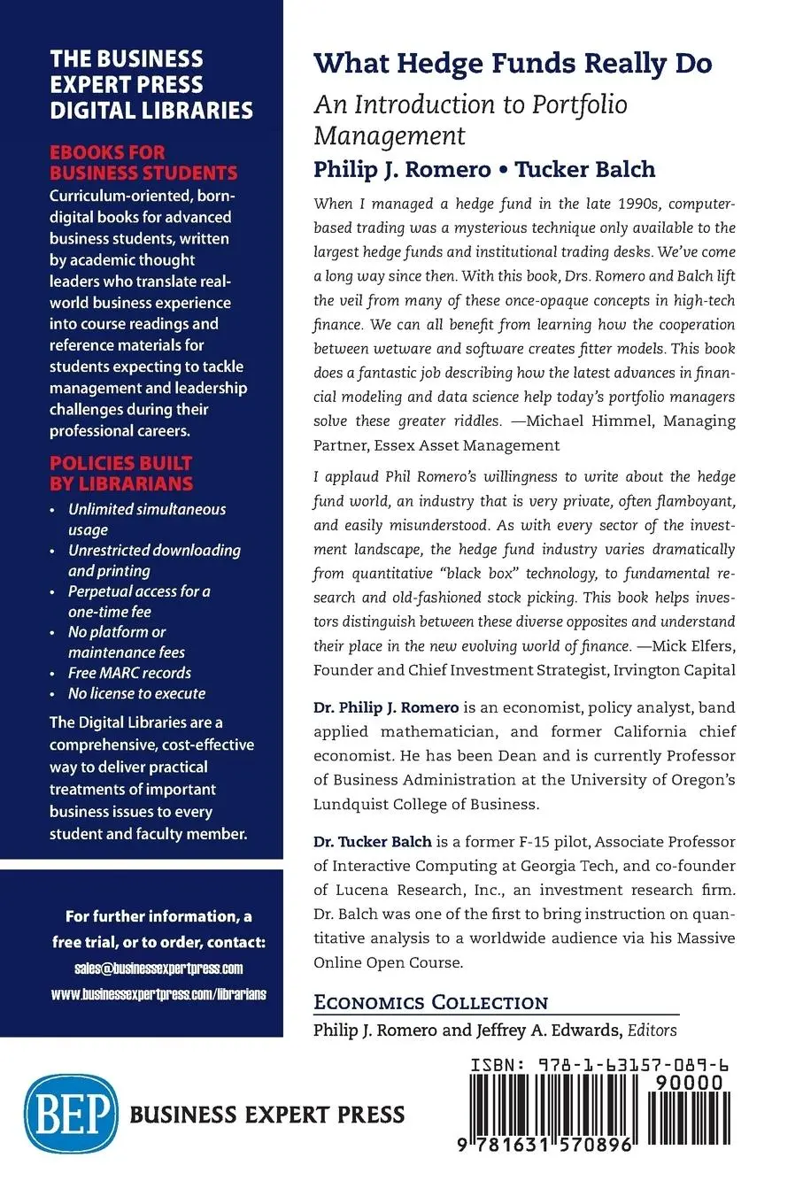 Rückseite: 9781631570896 | What Hedge Funds Really Do | An Introduction to Portfolio Management