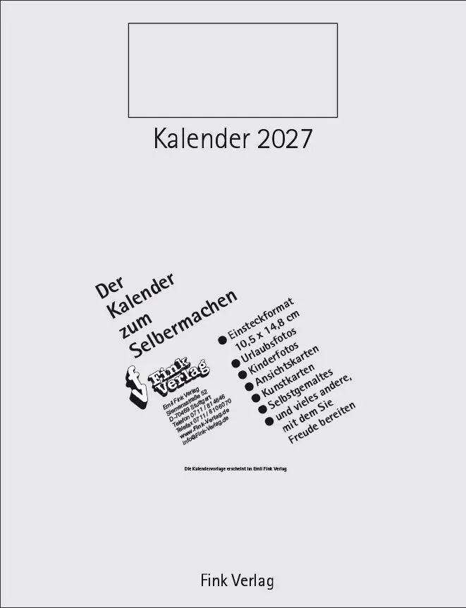 Cover: 9783771720896 | Kalender zum Selbermachen 2027 | Einsteckkalender [Titel Quer] | 12 S.