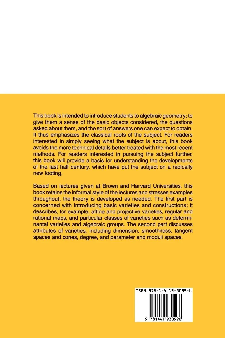Rückseite: 9781441930996 | Algebraic Geometry | A First Course | Joe Harris | Taschenbuch | xix
