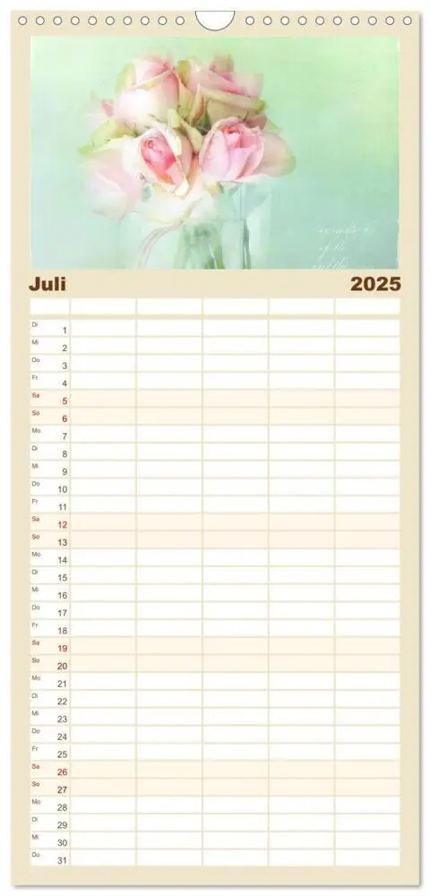 Bild: 9783457120996 | Familienplaner 2025 - Vintage Flowers mit 5 Spalten (Wandkalender,...