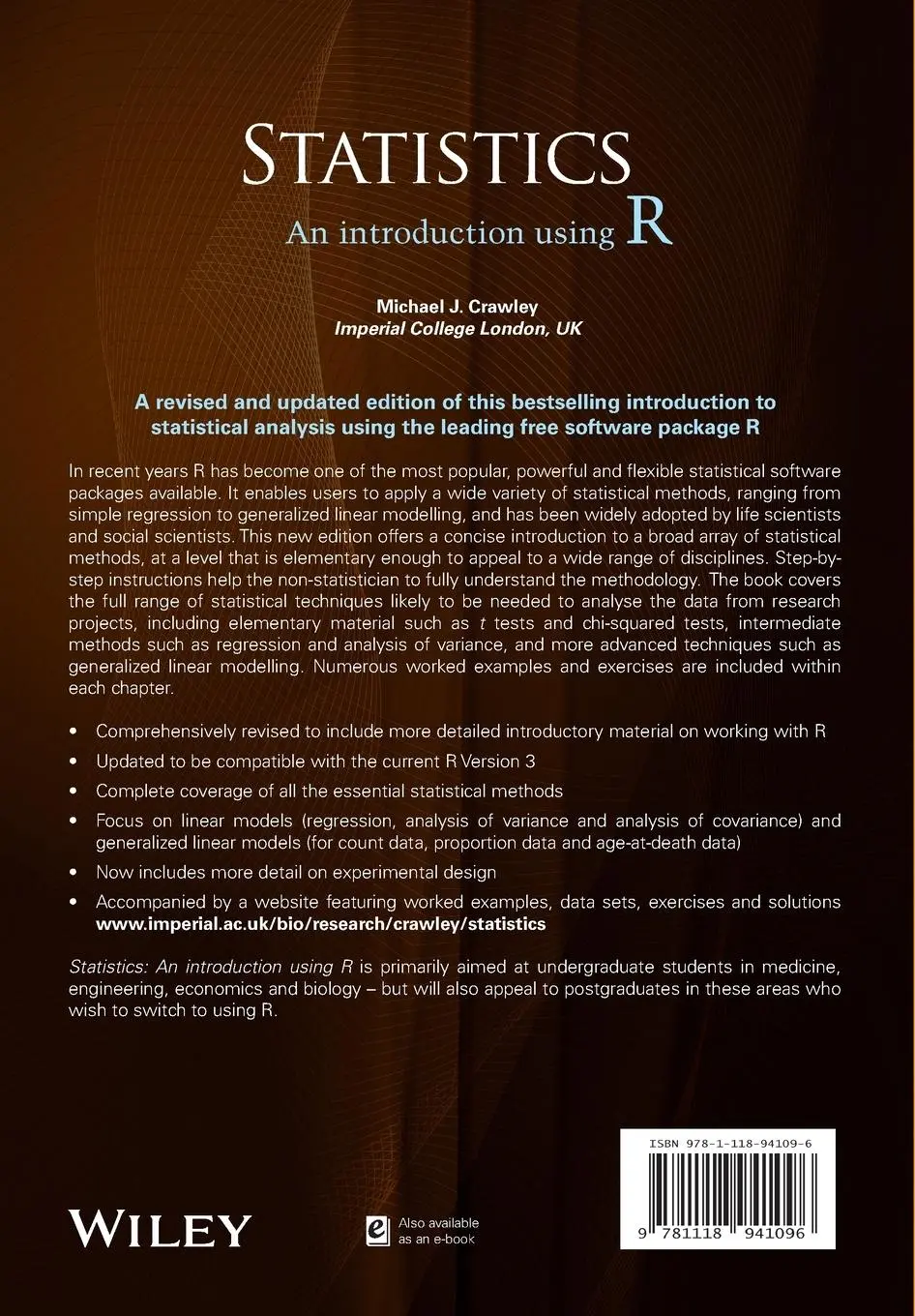 Rückseite: 9781118941096 | Statistics | An Introduction Using R | Crawley | Taschenbuch | 354 S.