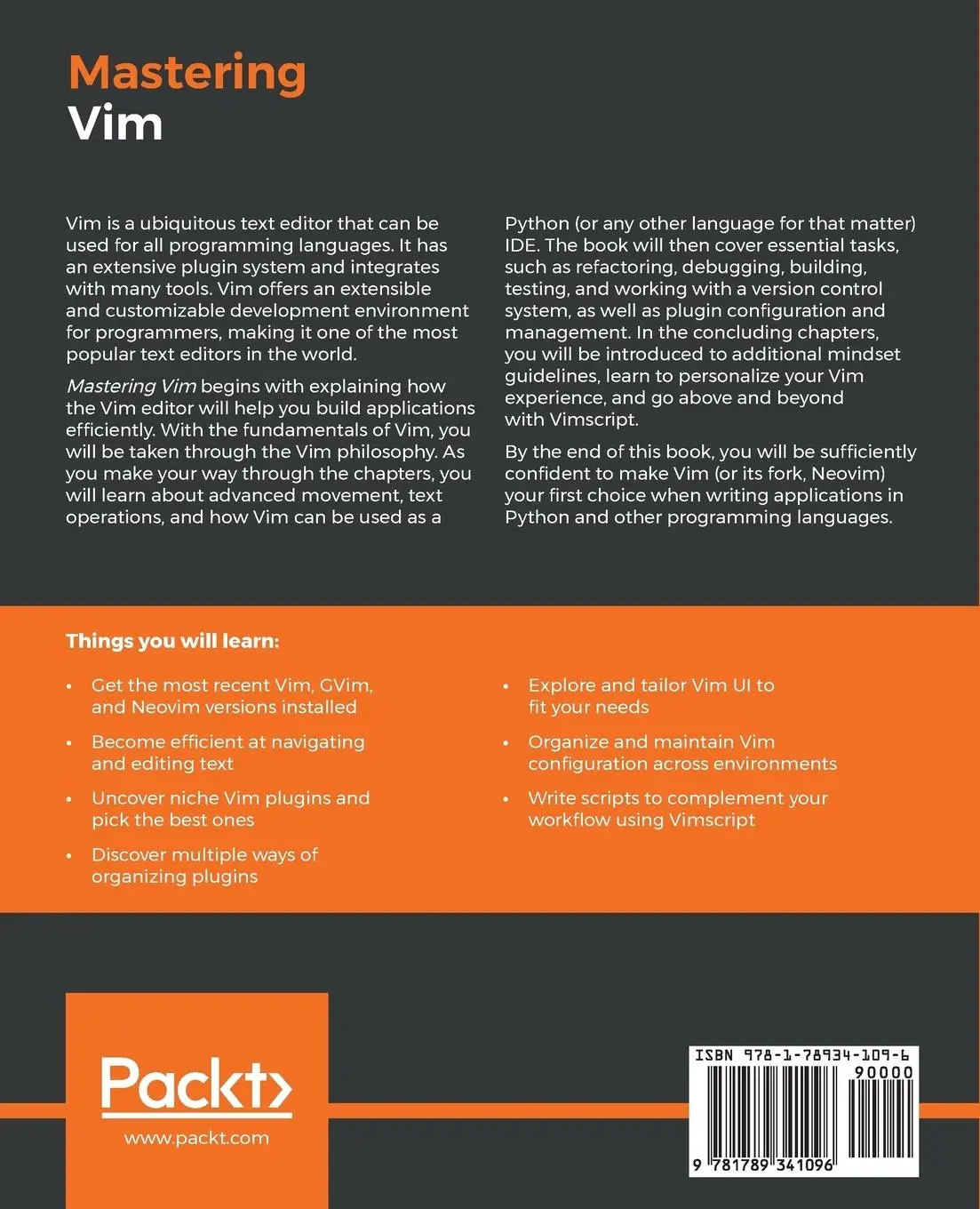 Rückseite: 9781789341096 | Mastering Vim | Ruslan Osipov | Taschenbuch | Kartoniert / Broschiert