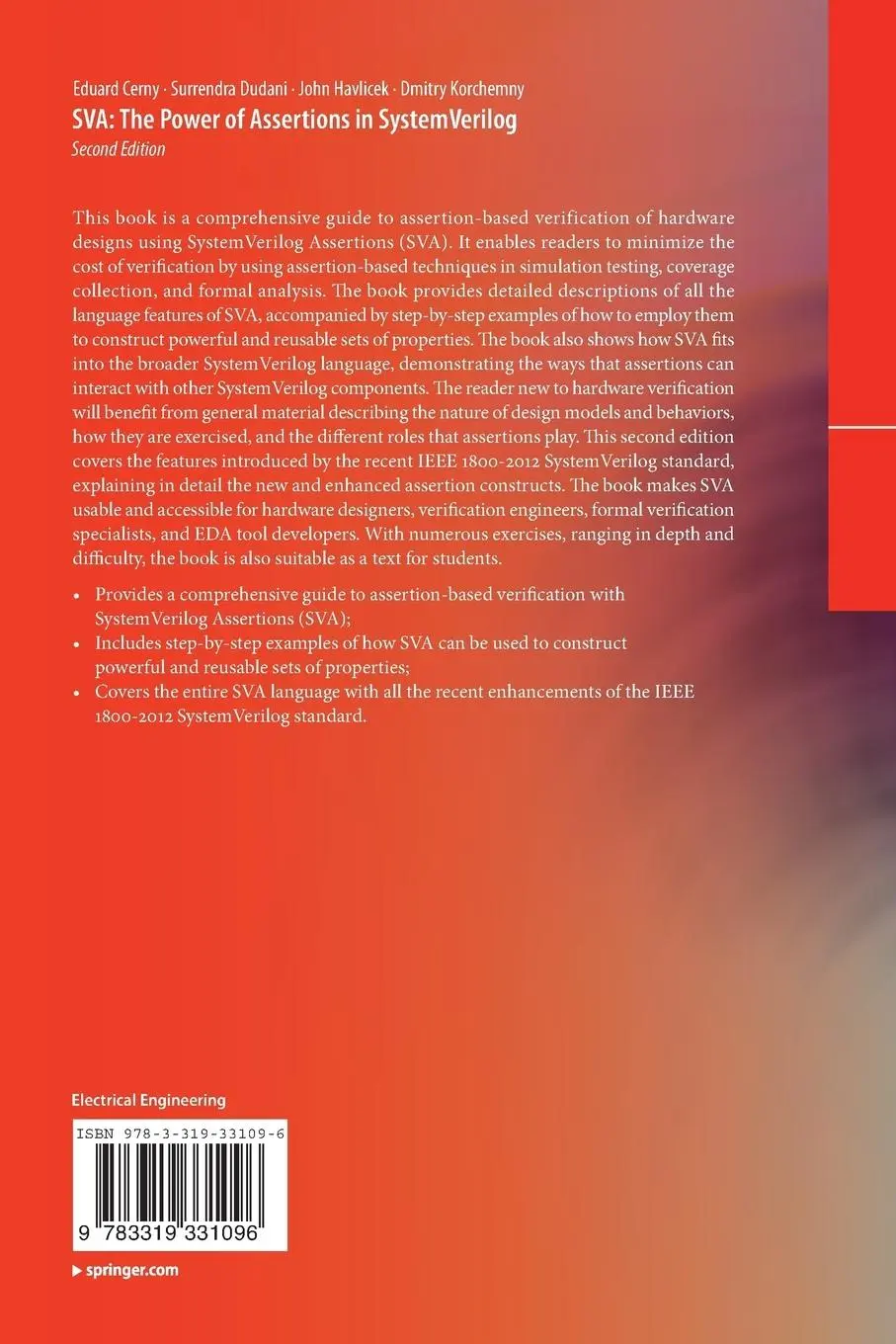 Rückseite: 9783319331096 | SVA: The Power of Assertions in SystemVerilog | Eduard Cerny (u. a.)