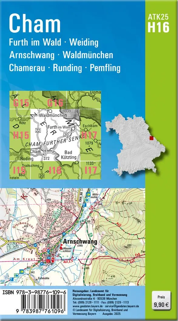 Rückseite: 9783987761096 | ATK25-H16 Cham (Amtliche Topographische Karte 1:25000) | (Land-)Karte