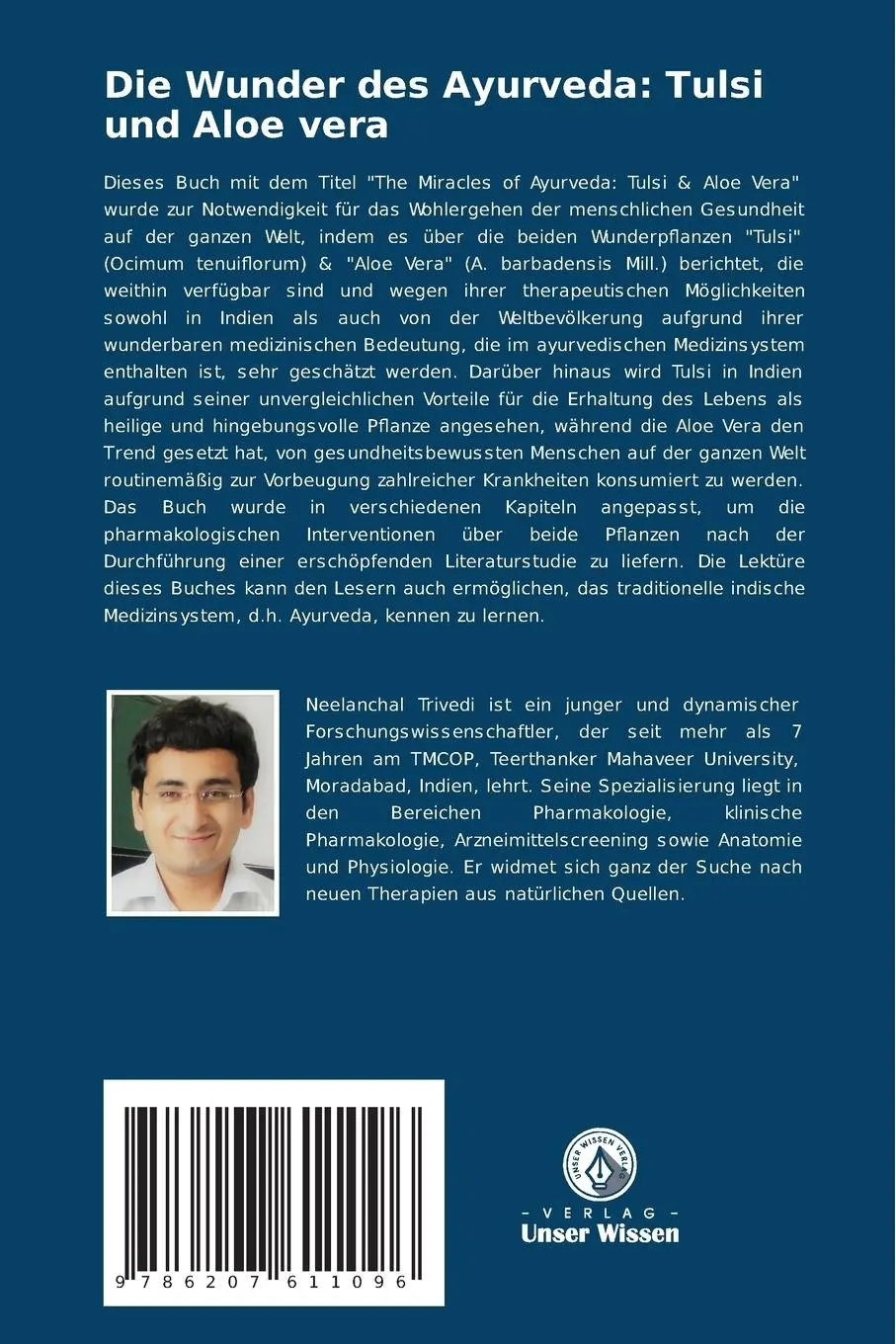 Rückseite: 9786207611096 | Die Wunder des Ayurveda: Tulsi und Aloe vera | Trivedi (u. a.) | Buch