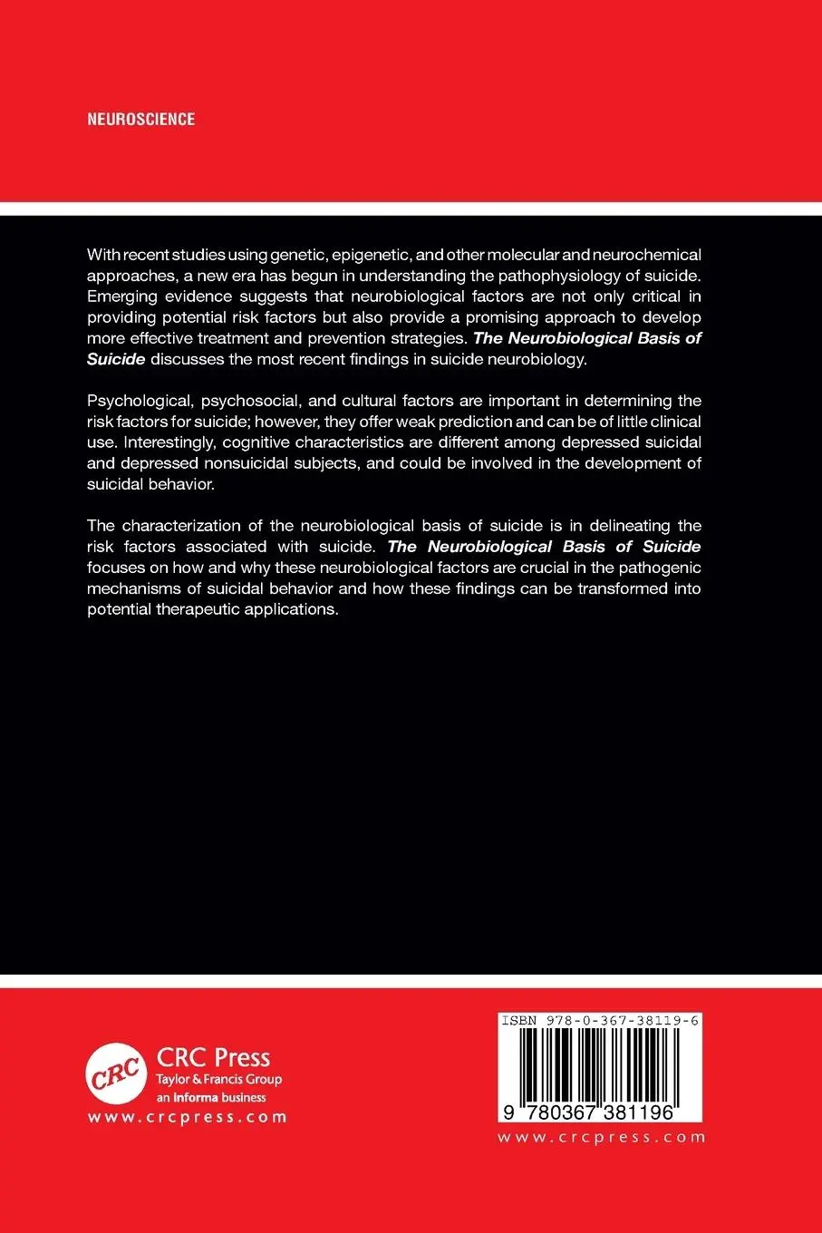 Rückseite: 9780367381196 | The Neurobiological Basis of Suicide | Yogesh Dwivedi | Taschenbuch