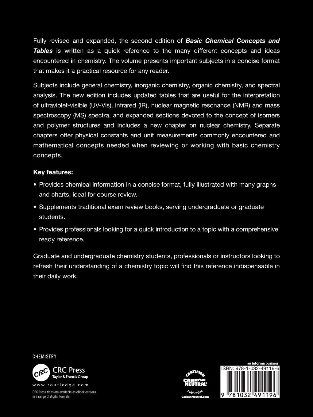 Rückseite: 9781032491196 | Basic Chemical Concepts and Tables | Steven L. Hoenig | Taschenbuch