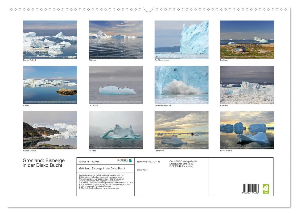 Bild: 9783457791196 | Grönland: Eisberge in der Disko Bucht (Wandkalender 2026 DIN A2...