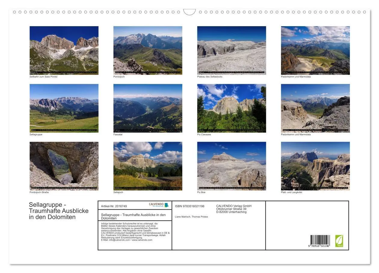Bild: 9783516021196 | Sellagruppe - Traumhafte Ausblicke in den Dolomiten (Wandkalender...